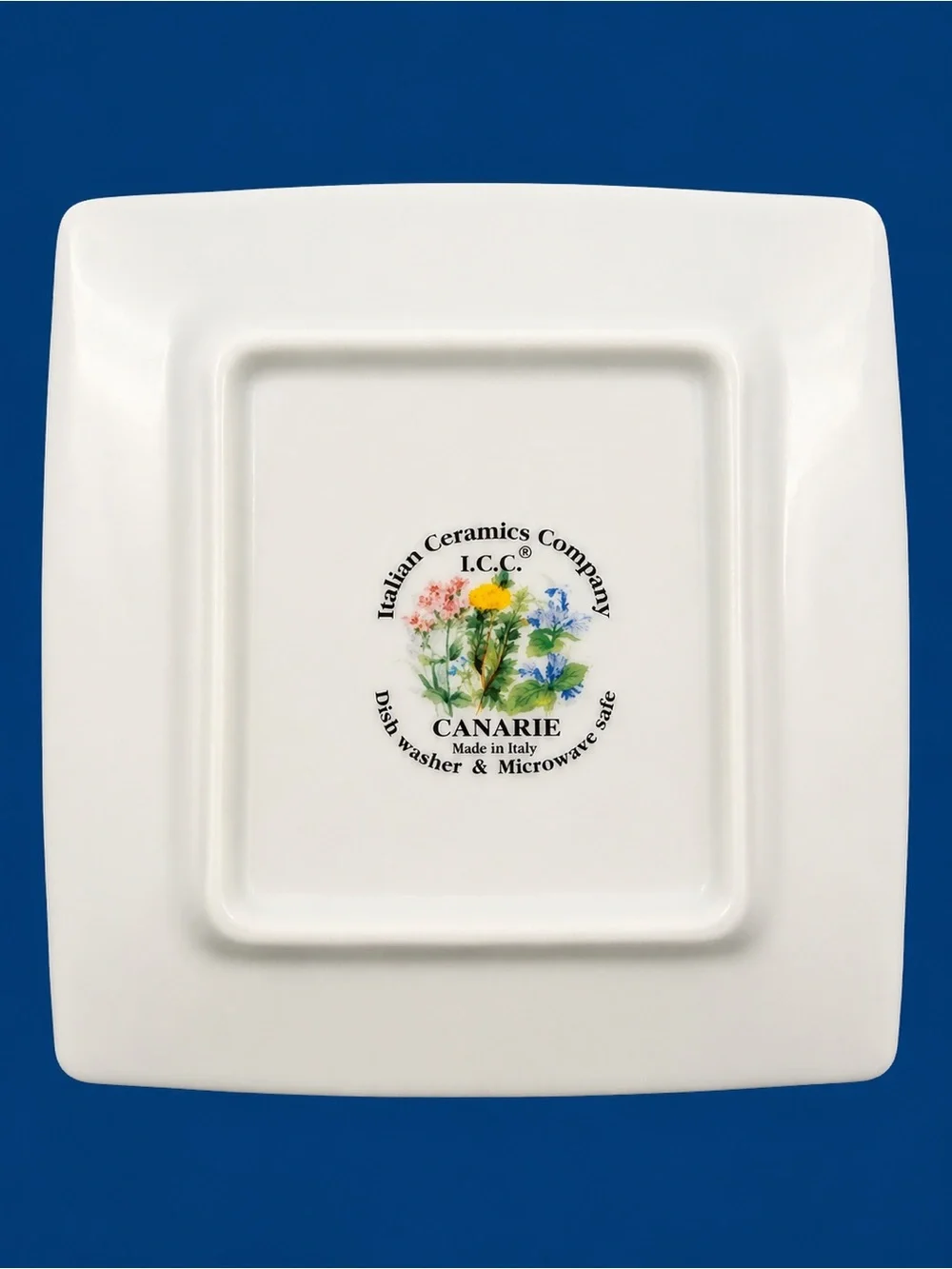 Italian Ceramics Company ICC Canarie Floral Square Plate Made in Italy